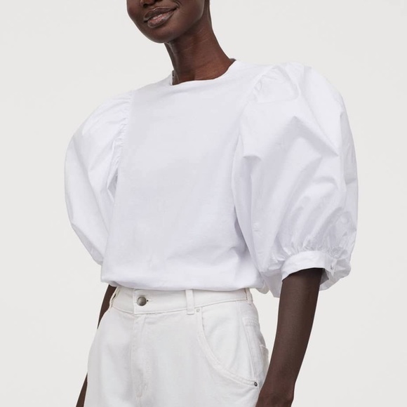 H&M x Johanna Ortiz Puff SleevE White Top - Picture 4 of 8